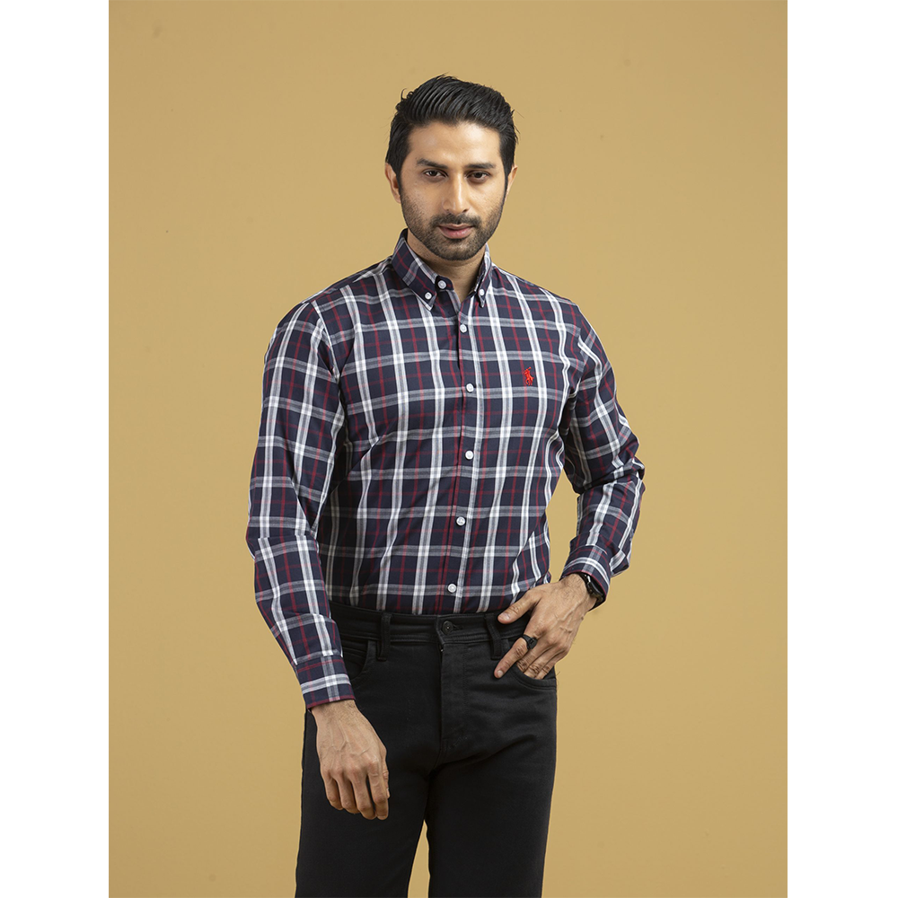 Cotton Full Sleeve Casual Shirt for Men - Black And Red - SCK-15