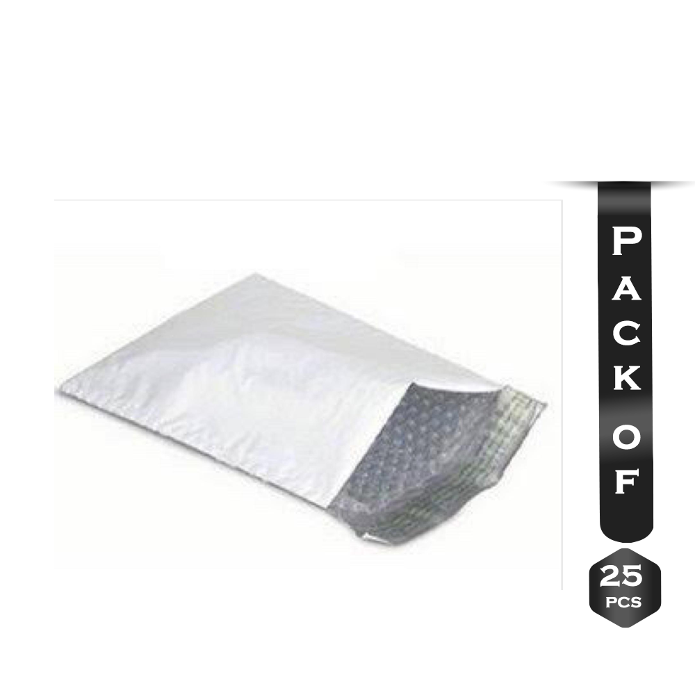 Pack Of 25 Pcs White Poly with Attached Bubble Wrap 10/13 inch - SA000CRFT078
