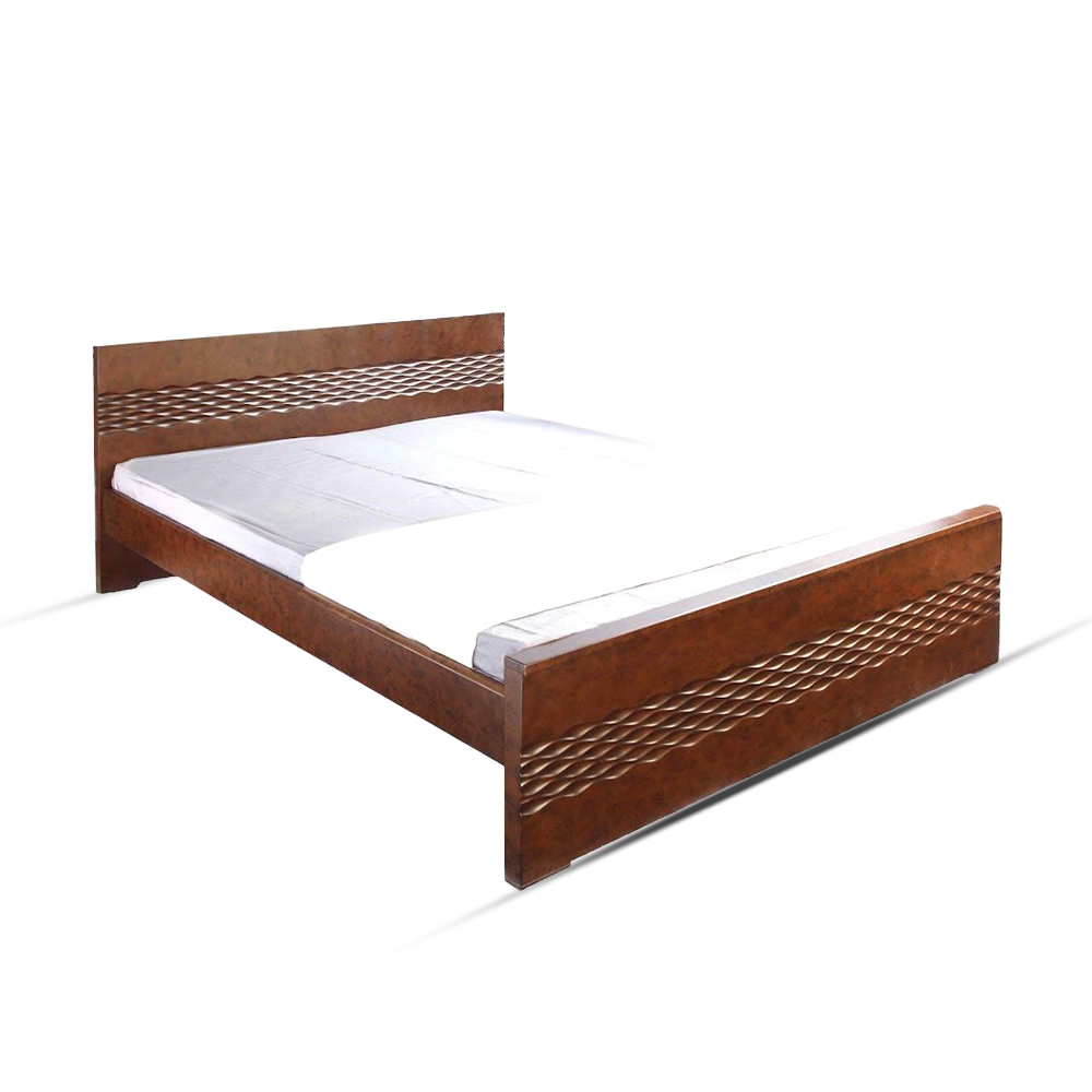 MDF Process Wood Bed - 5*7 Feet - Dark Brown - FHB01