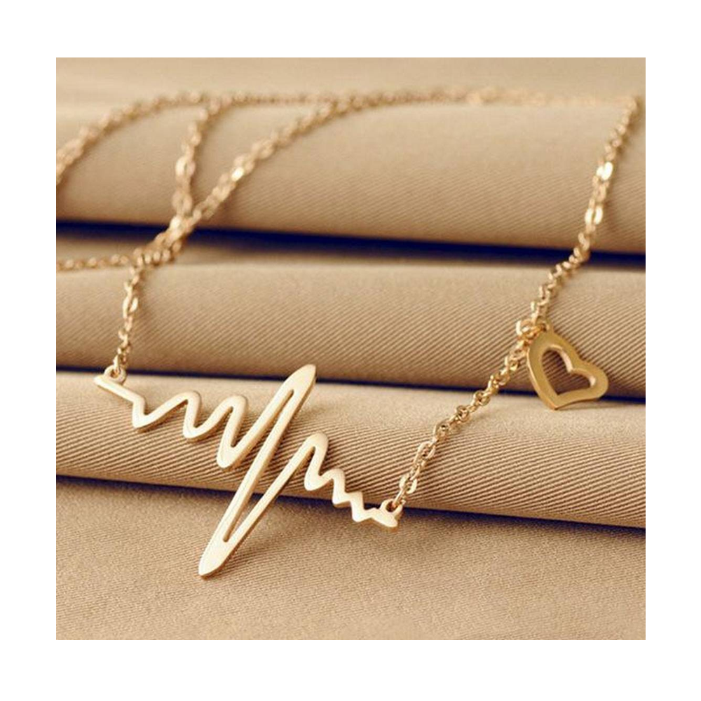 Imitation Titanium Steel Heart Necklace for Women - Gold