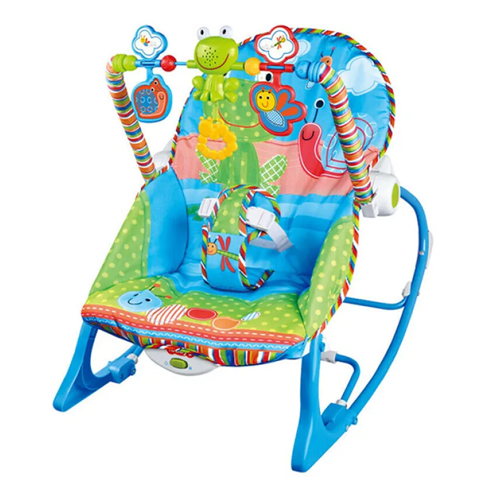 IBaby Infant to Toddler Baby Rocker with Musical Toy Bar & Vibrations - Blue