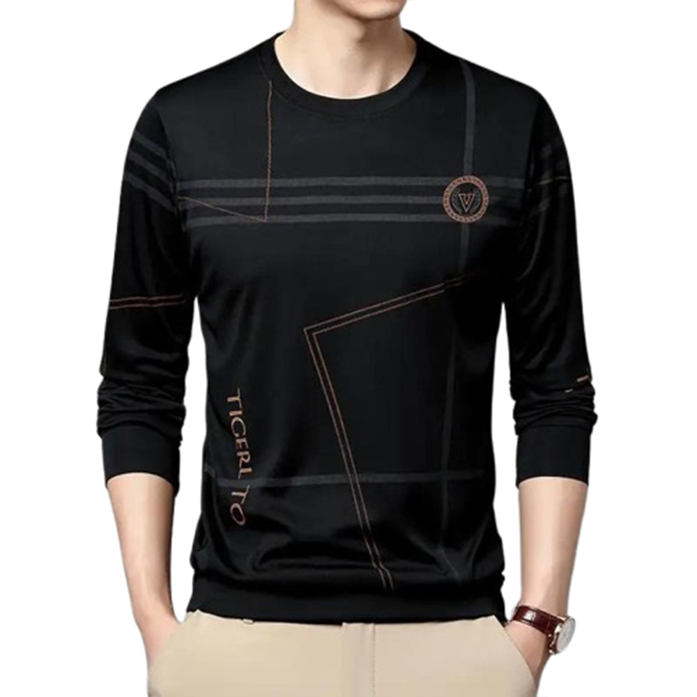 PP Jersey Full Sleeve Winter T-Shirt for Men - Black - PF-47