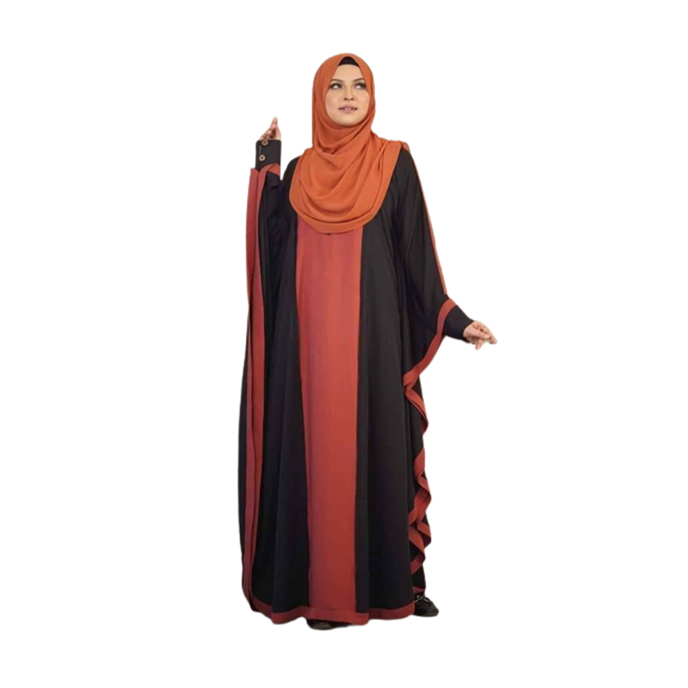 Dubai Cherry Abaya Burka For Women - BK-11 - Black And Brown