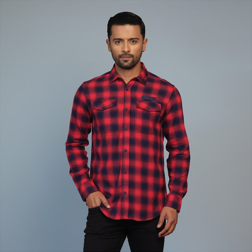 Flannel Full Sleeve Casual Shirt for Men - Multicolor - European Size - 254105265
