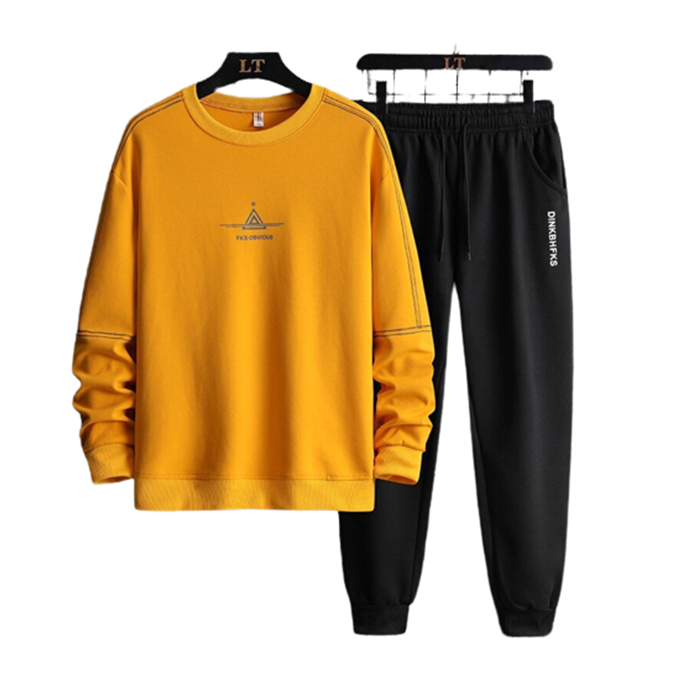 Winter Hoodie With Trouser For Men - Black and Yellow - HT-06