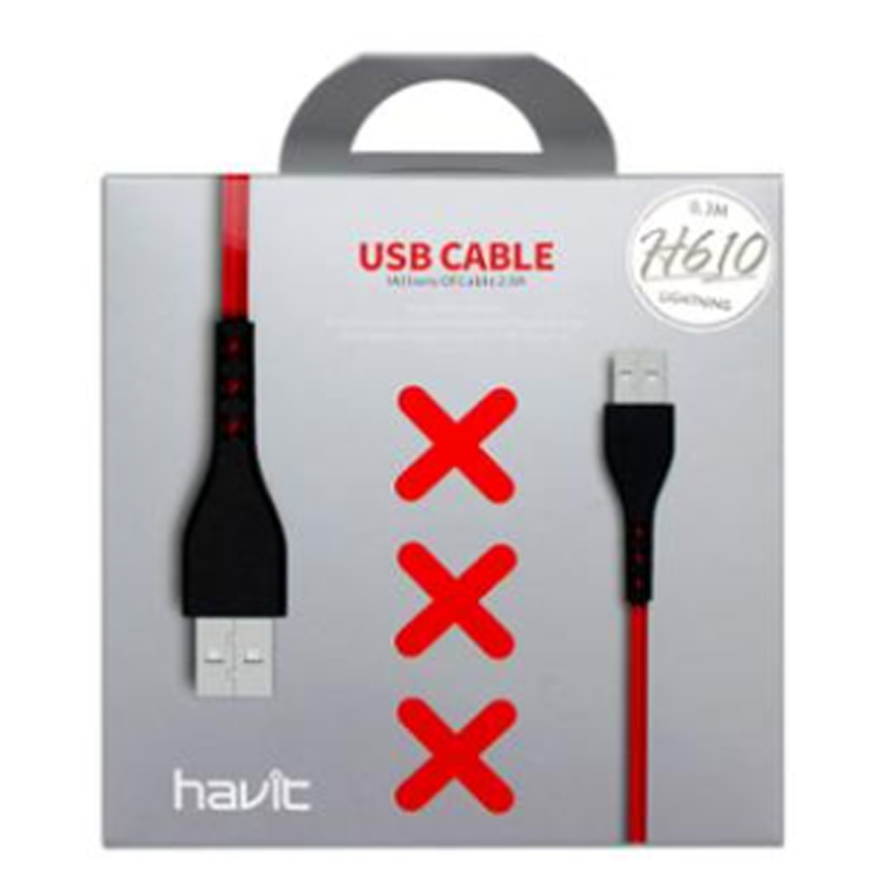 Havit H610 Data and Charging Cable For iPhone - Black and Red