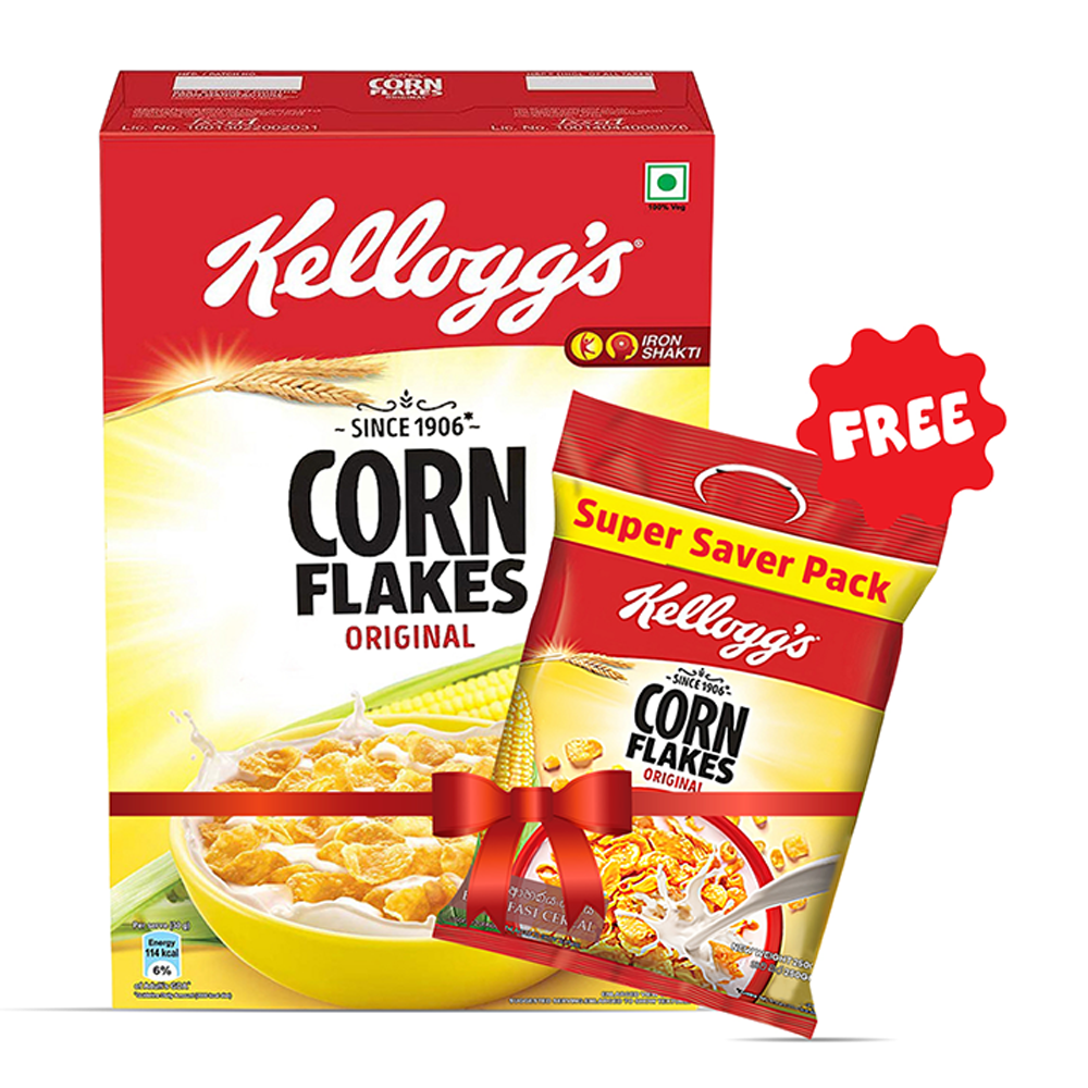 Buy Kellogg's Corn Flakes Original Breakfast Cereal 475gm Get 250g Pouch Free - CF56