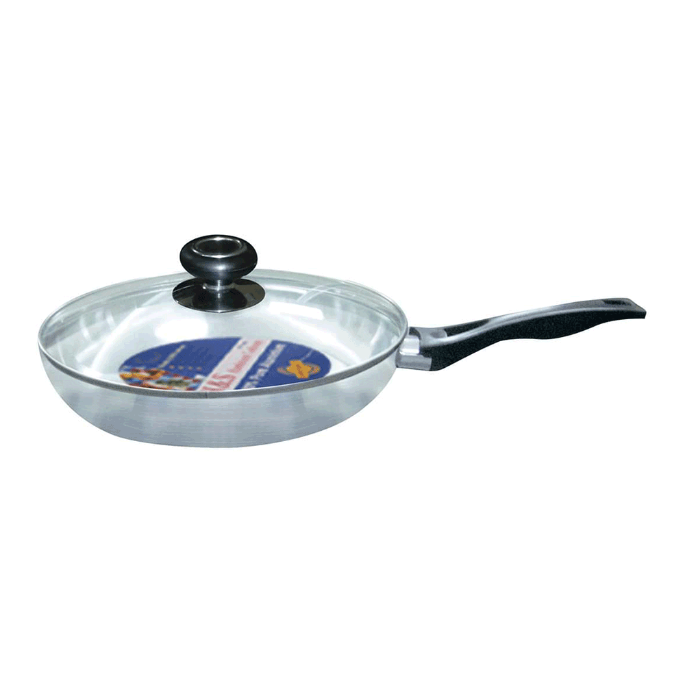 Hands Aluminum Fry Pan with Glass Lid 22 Cm - Silver