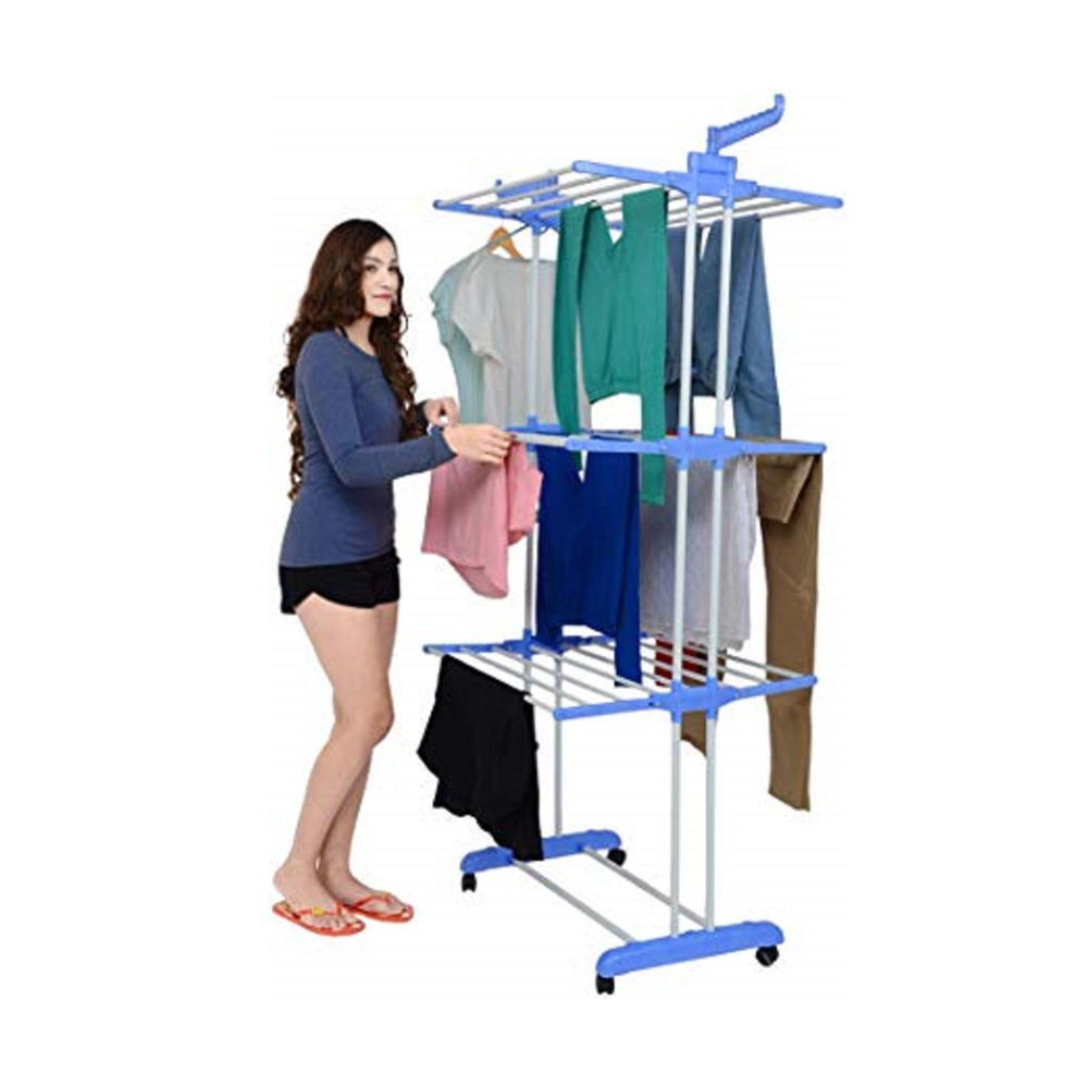 Stainless Steel Three Layer Cloth Drying Rack Multicolor