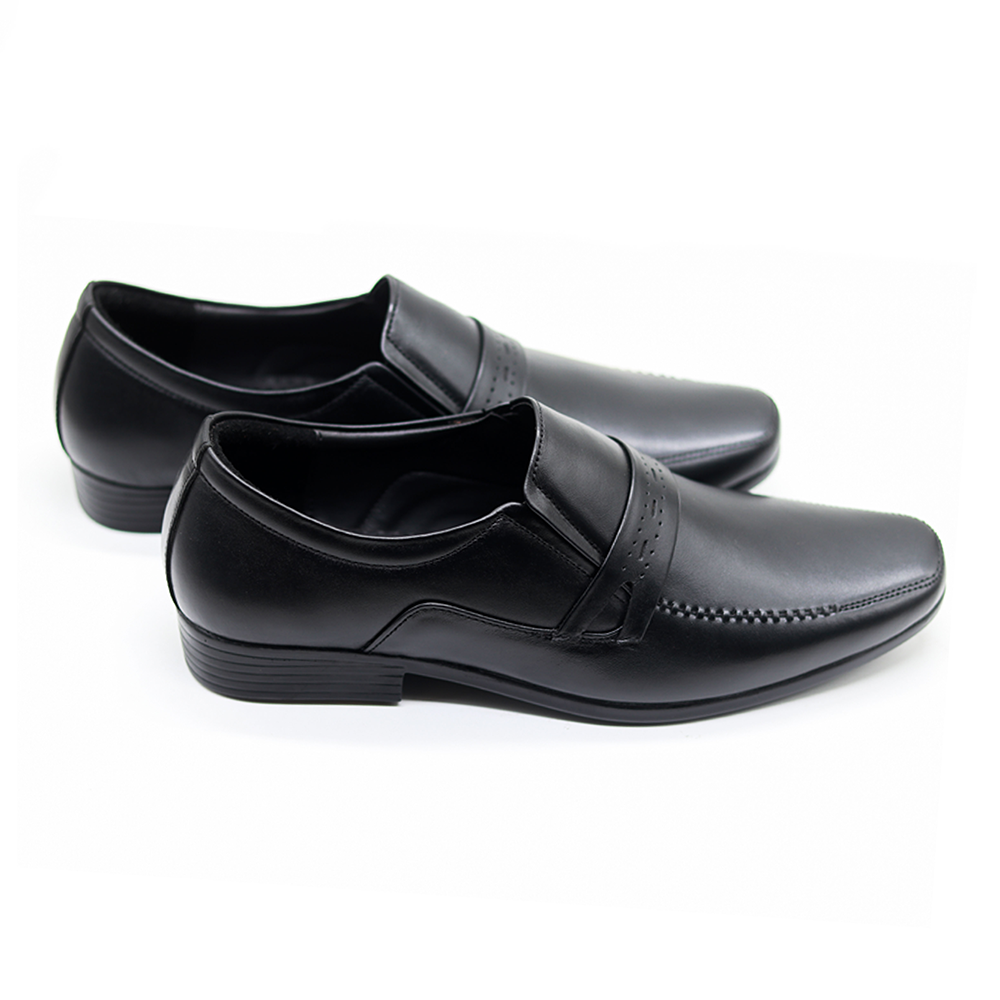 Zays Leather Formal Shoes for Men - Black - SF115