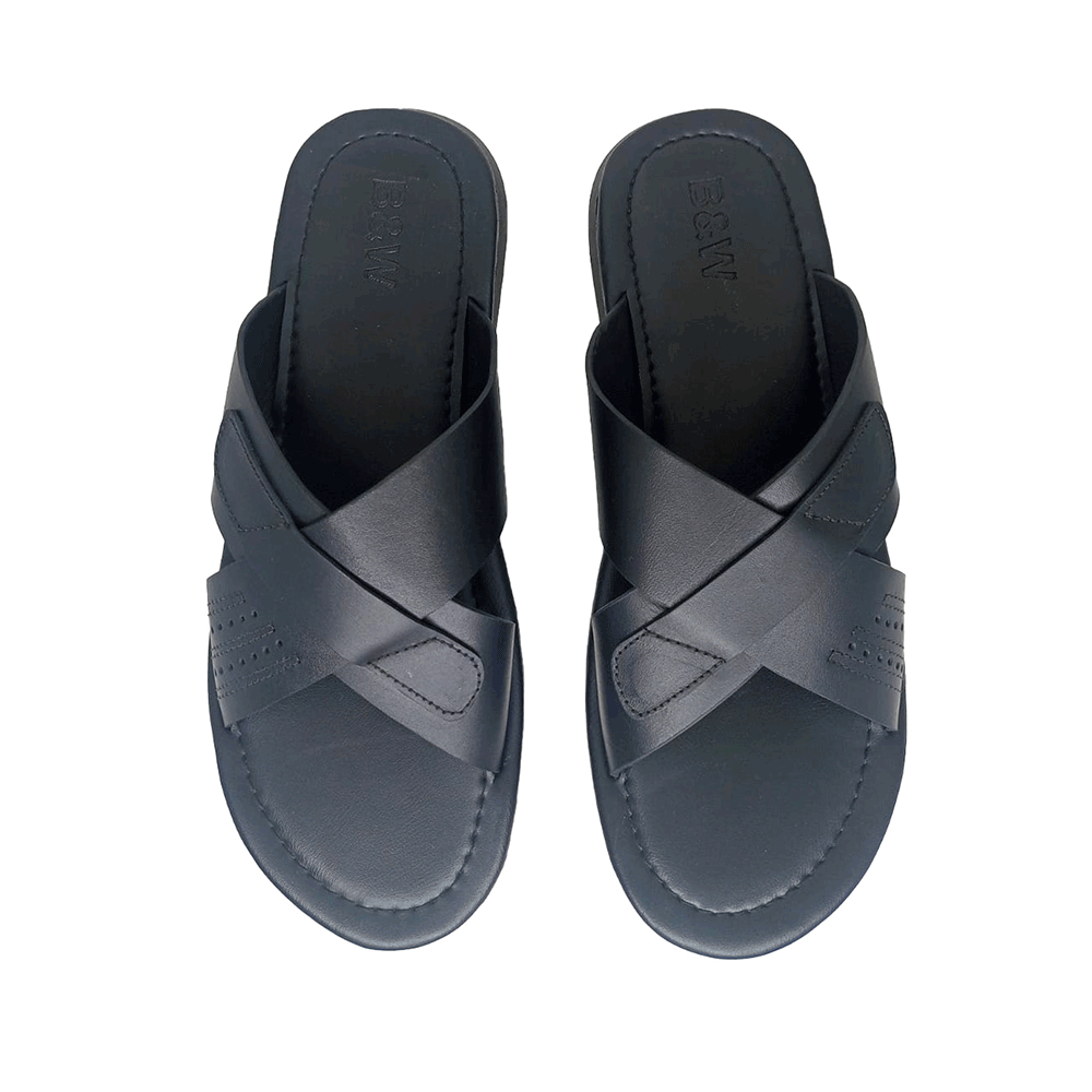 Leather Sandal For Men - Black - BW10539