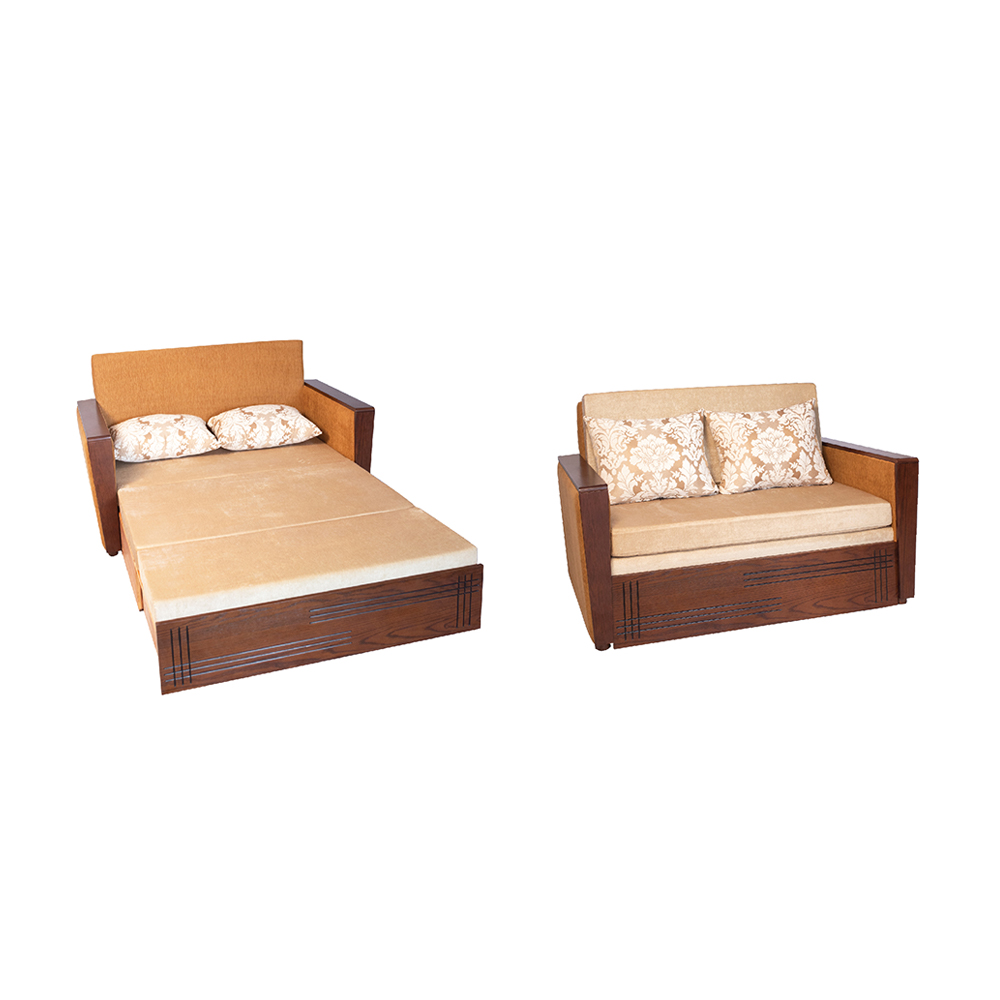 Delta Furnishers DIL-SCB-101 Beech & Veneered Process Wood Sofa Cum Bed - Lacquer and SantaFe