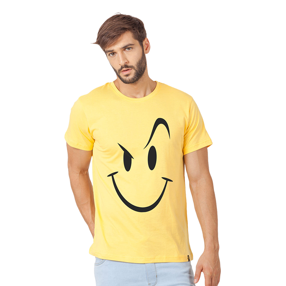 Cotton Half Sleeve T-Shirt for Men - Yellow -7-B