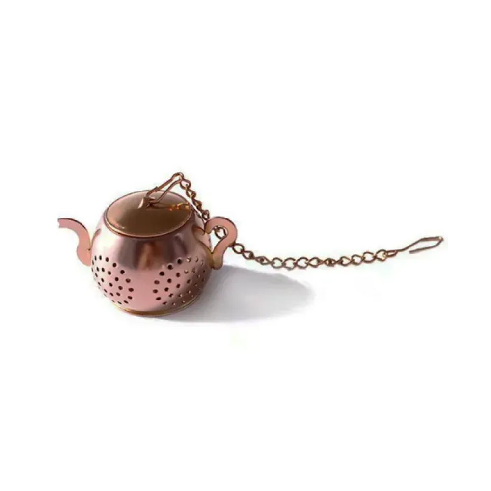 Stainless Steel Teapot Shape Tea Maker Strainer - Bronze