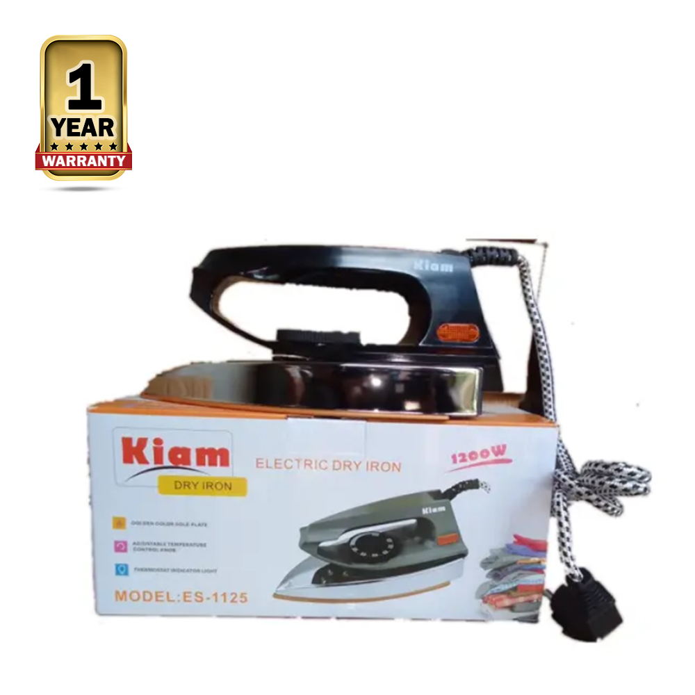 Kiam ES-1125 Electric Dry Iron - Black and Silver