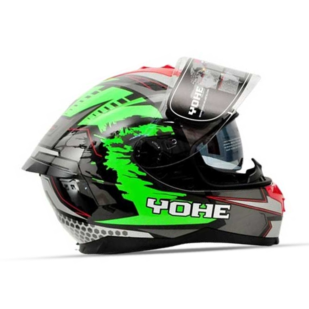 Yohe 967-2 Full Face Glossy Helmet - Green & Red