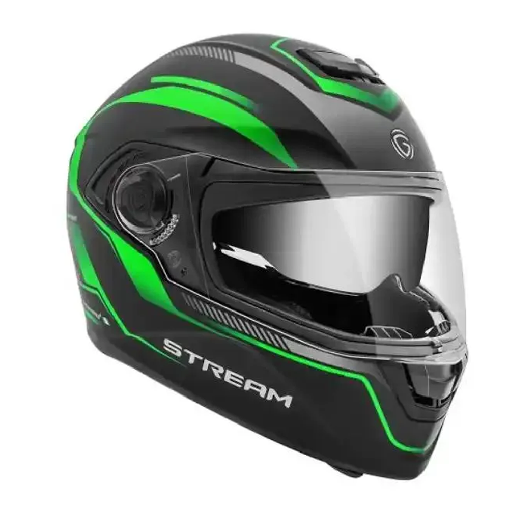 Stream Full Face Bike Helmet - Green and Black