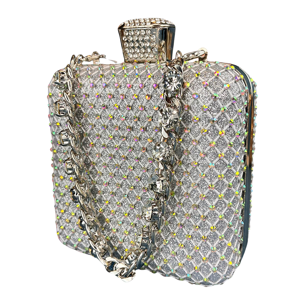 Stone Clutch for Women - Silver