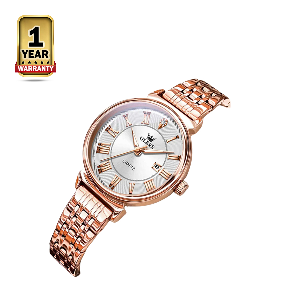 Olevs 9997 Stainless Steel Strap Waterproof Luminous Watch for Women - Rose Gold and Silver