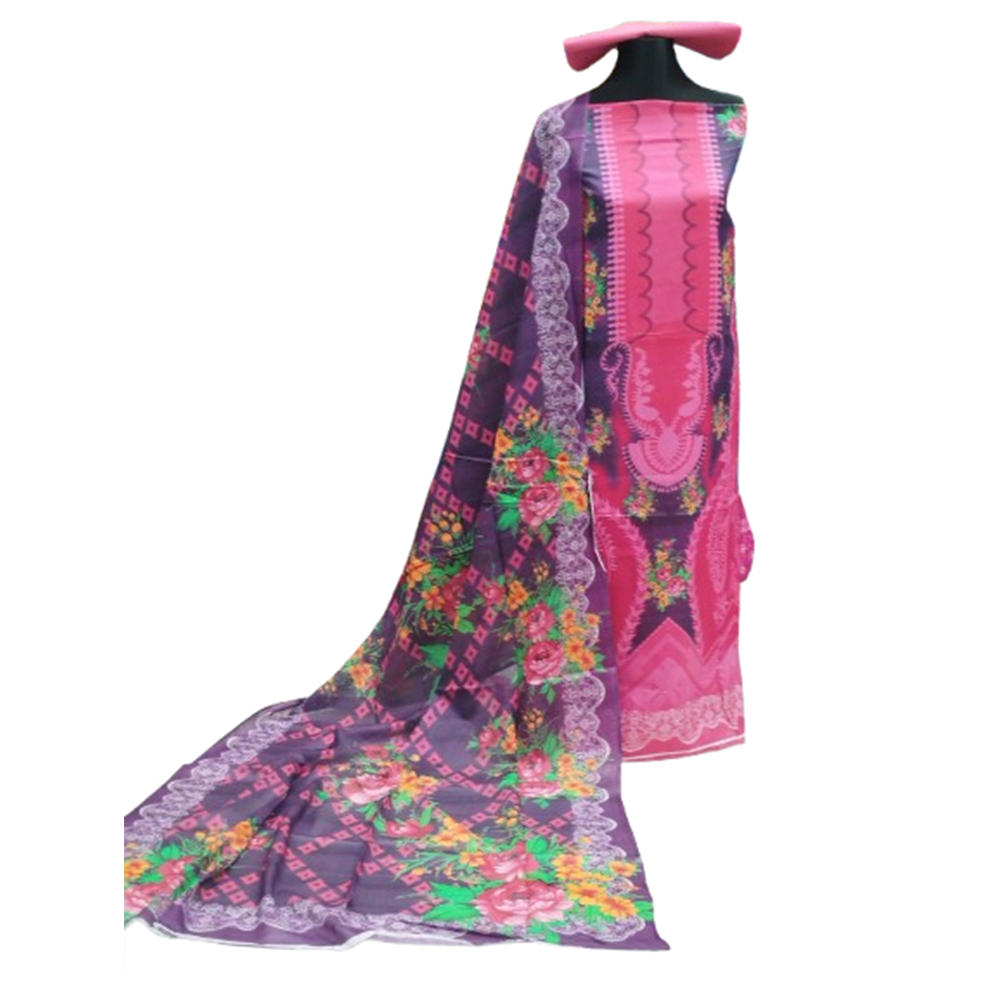 Unstitched Swiss Cotton Digital Printed Salwar Kameez For Women - Multicolor - 3A-T48