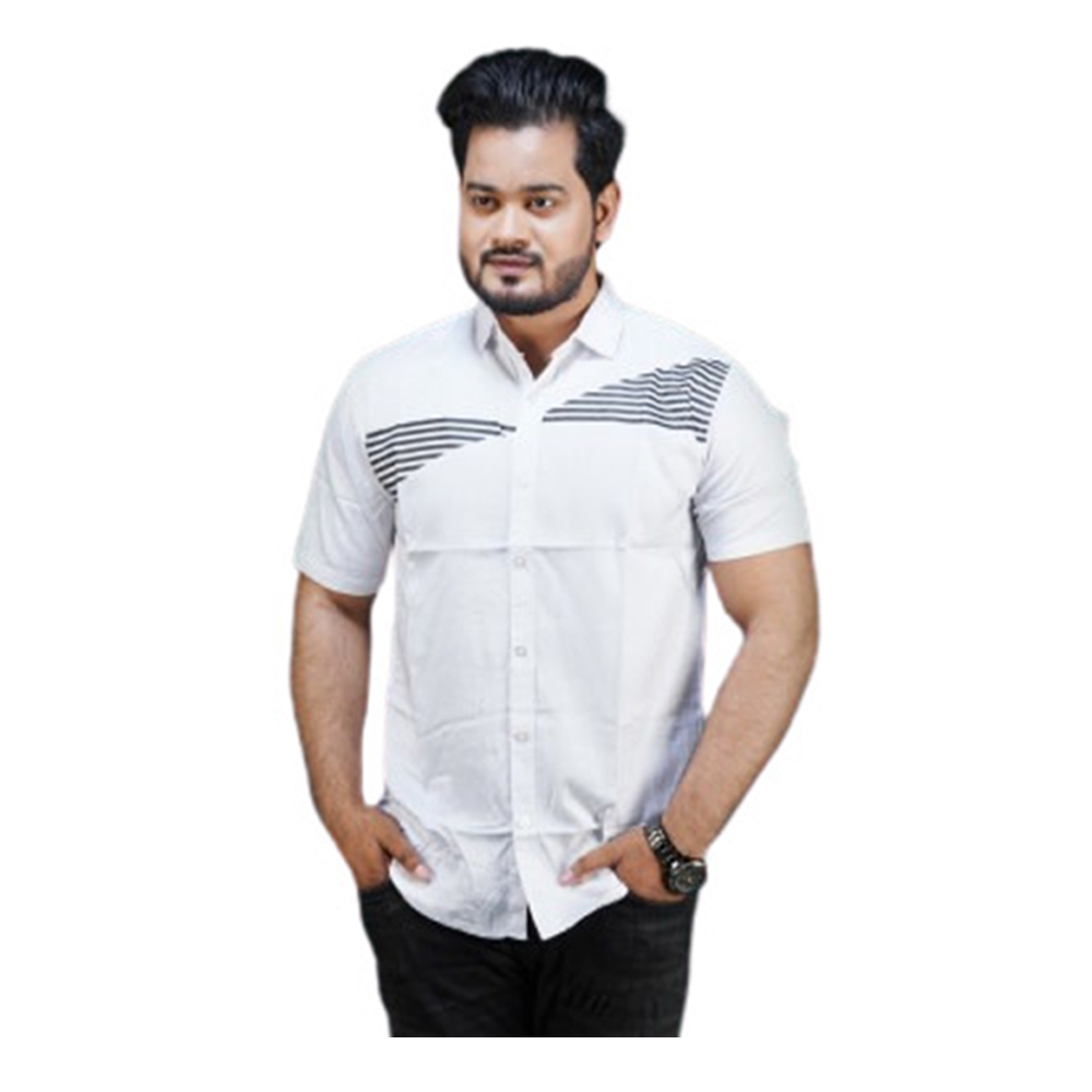 Cotton Casual Half Sleeve Shirt For Men - White - MS-54