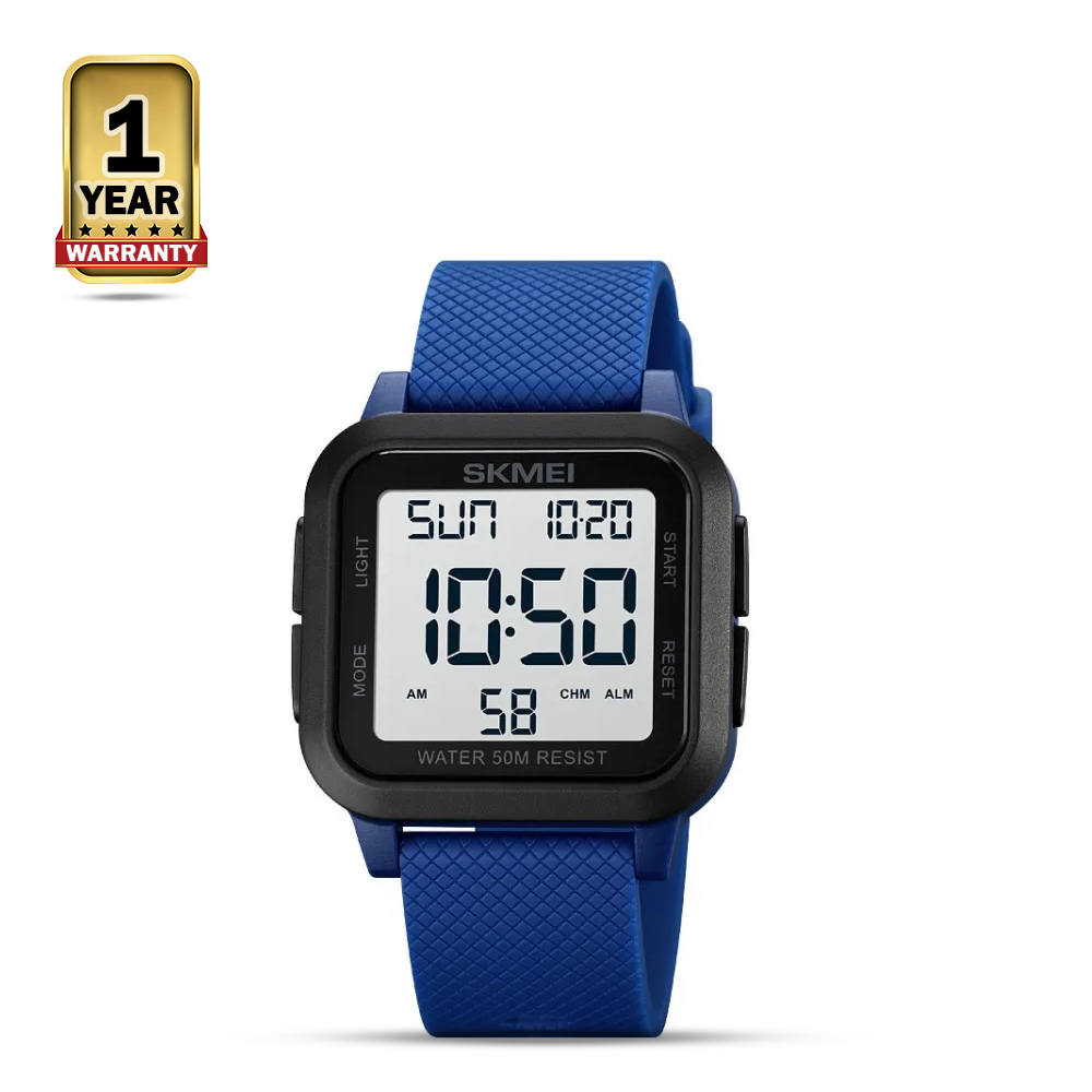 SKMEI 1894 PU Square Sports Waterproof Watch For Men - White and Blue