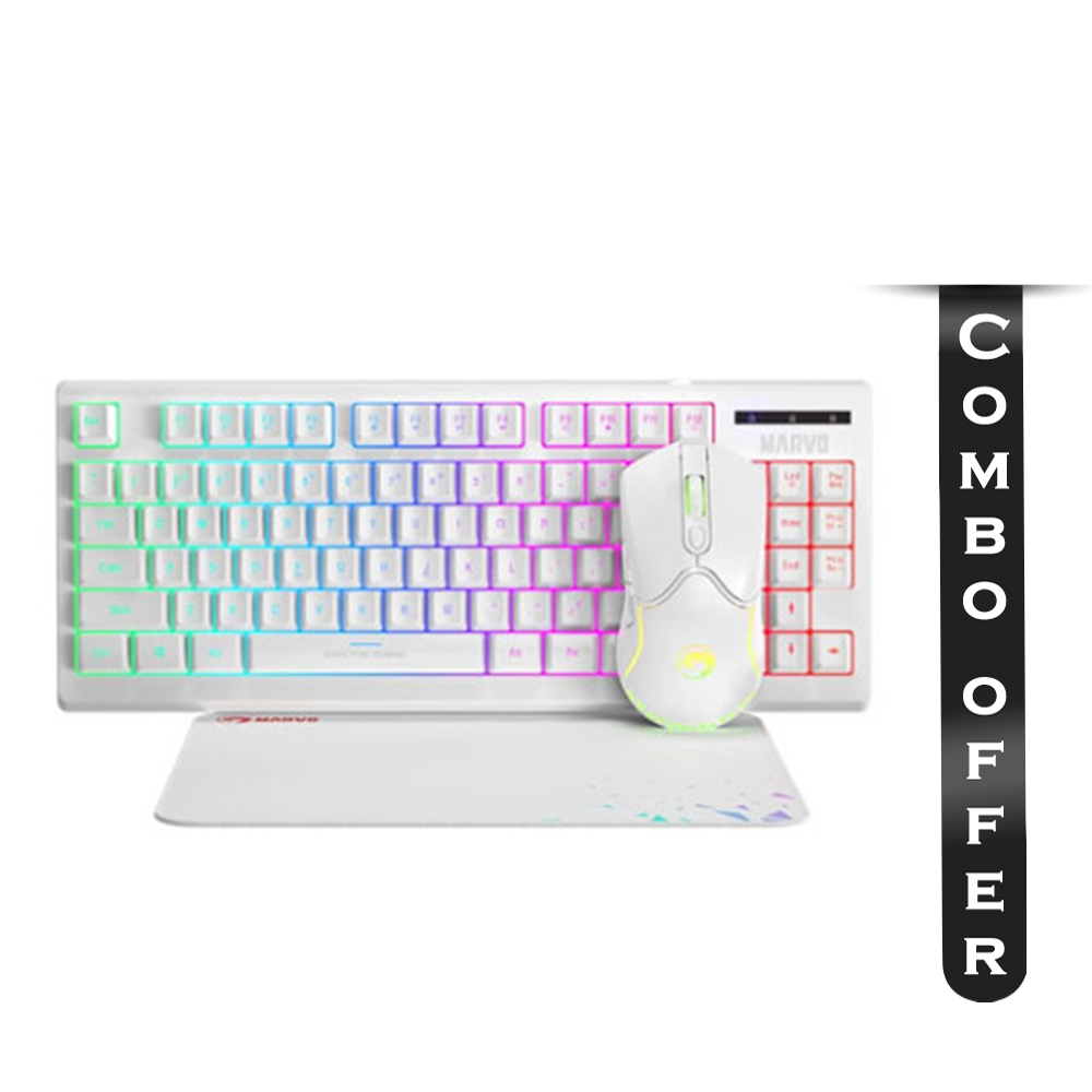 Marvo CM310 Gaming Combo 3 IN 1 Mouse Keyboard Set - White