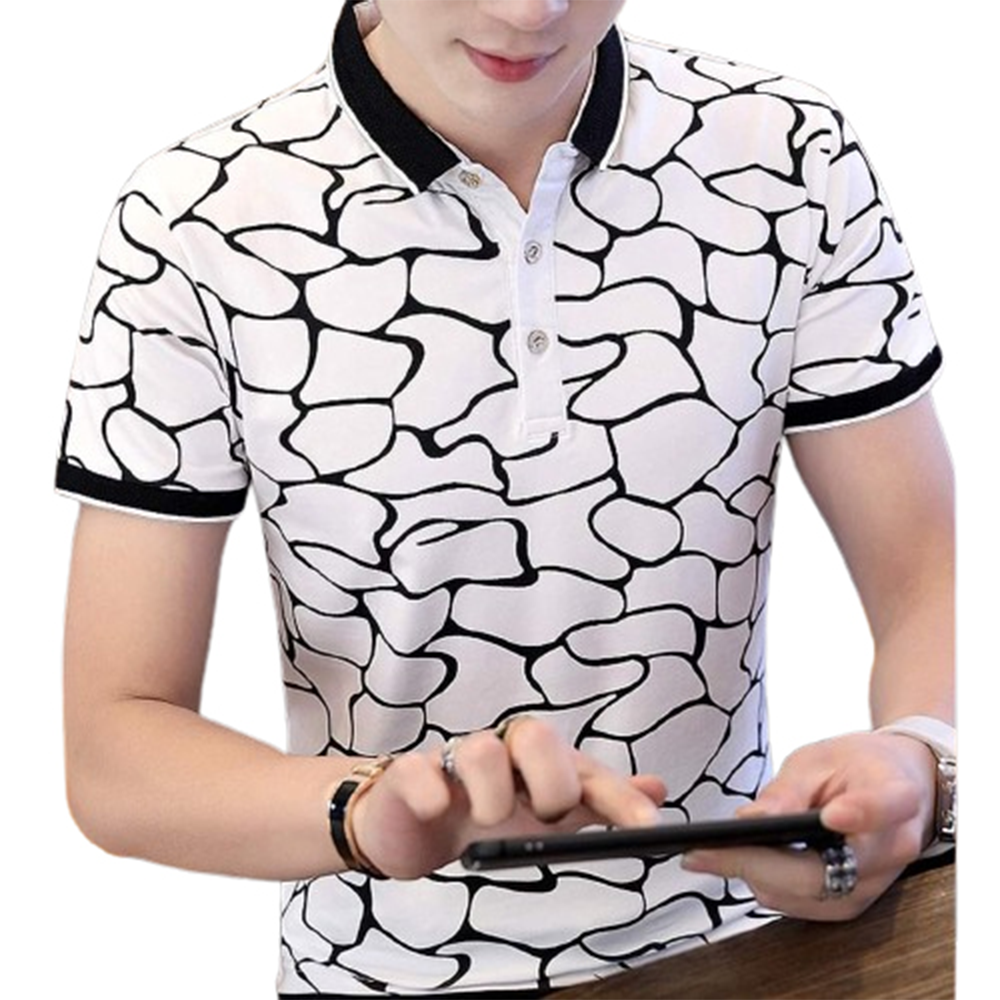 Cotton Half Sleeve Polo for Men - White And Black - PT-M1