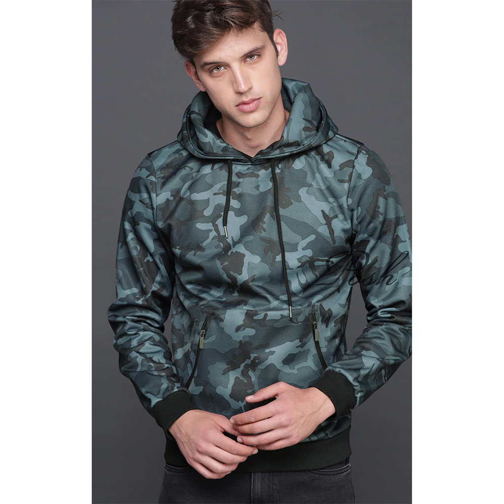 Suit Fabric Camoflauged Hoodie For Men - Camo Blue - WC-2023-4