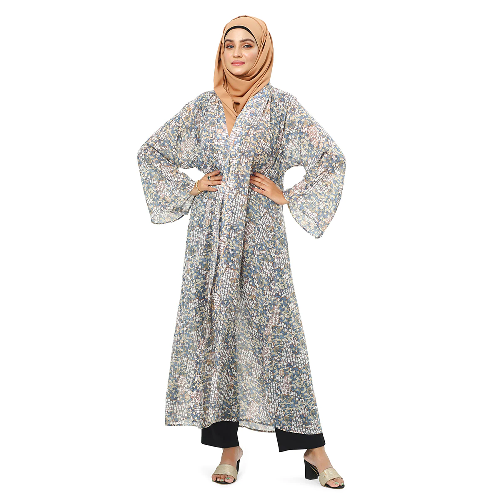 Textured Georgette Hiba Abaya Burkha for Women - Brown - 0723-000207