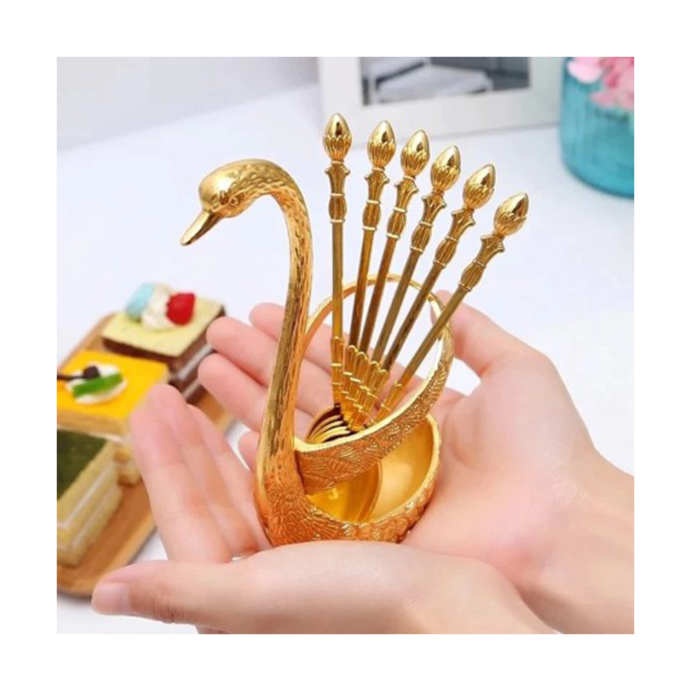 Swan Spoon Set - Golden