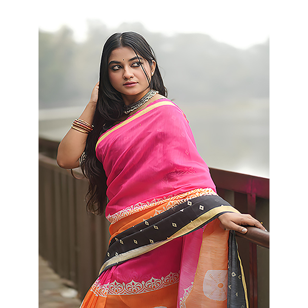 Chanduri Magic Silk Saree With Blouse Piece For Women - Pink - SF-033