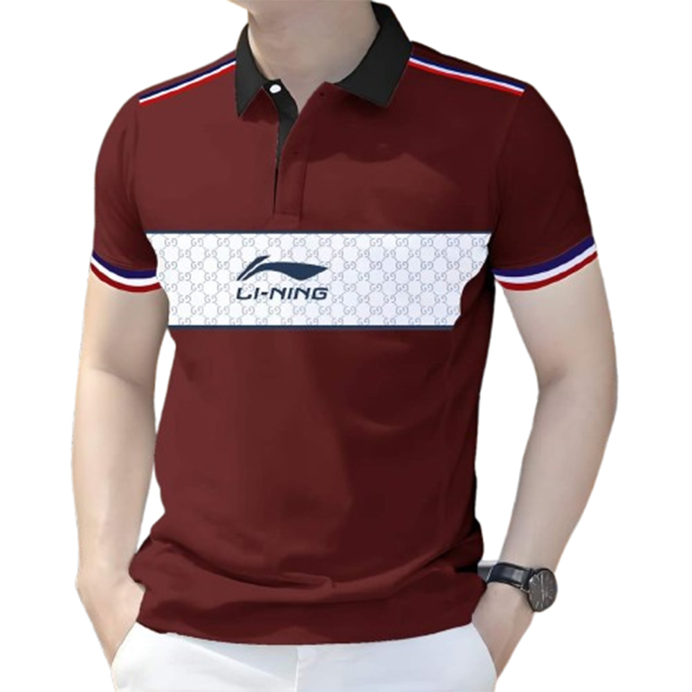 PK Cotton Polo Shirt For Men - Maroon and White - PT-317