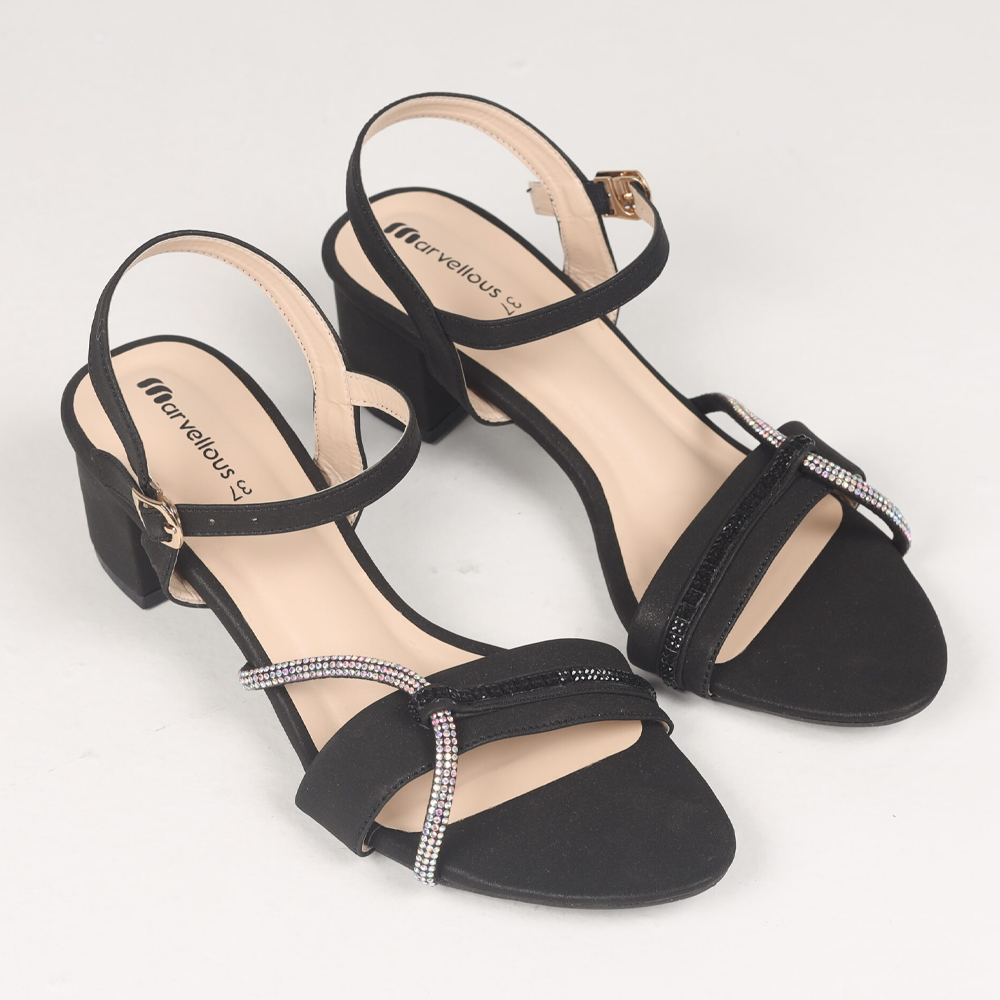 Artificial Leather Block Heel For Women - Black - 6710603