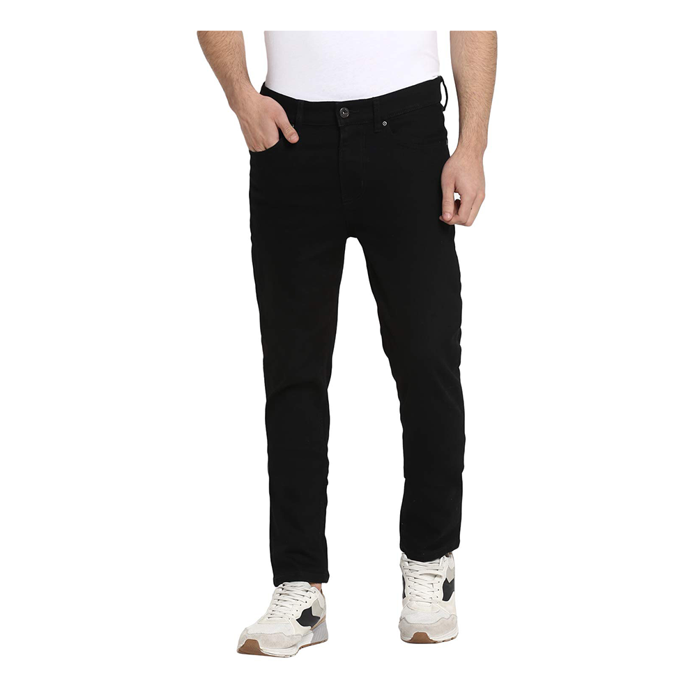 Cotton Semi Stretch Denim Jeans Pant For Men - Deep Black - NZ-13075