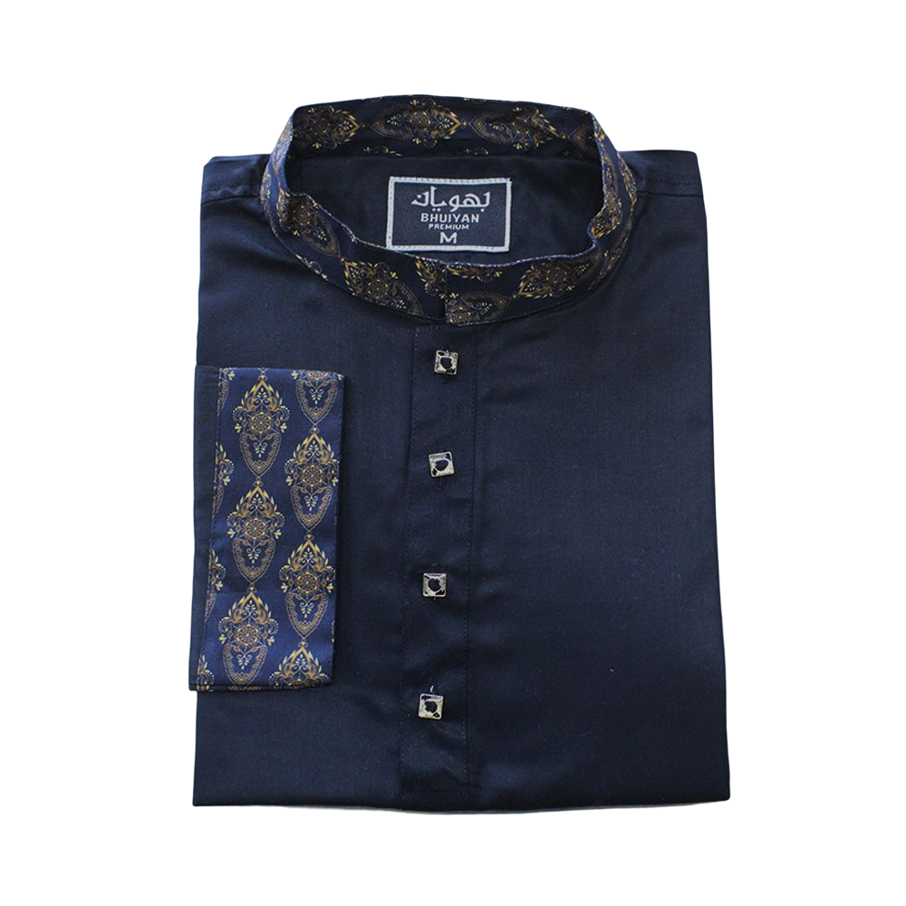 Tencel Cotton Panjabi for Men - Black - BHC003