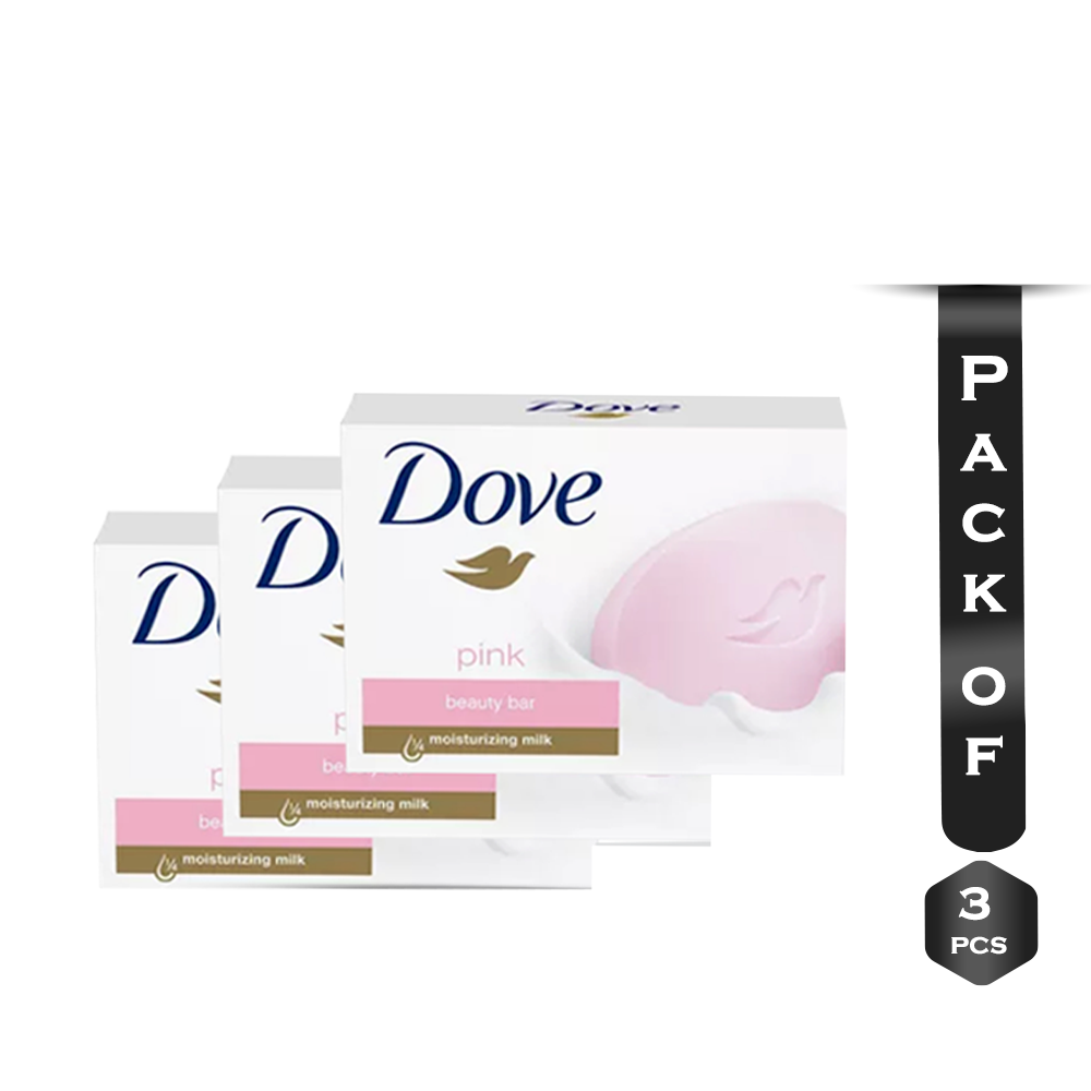 Pack of 3 Pcs Dove Beauty Bar Soap - 90gm - Pink