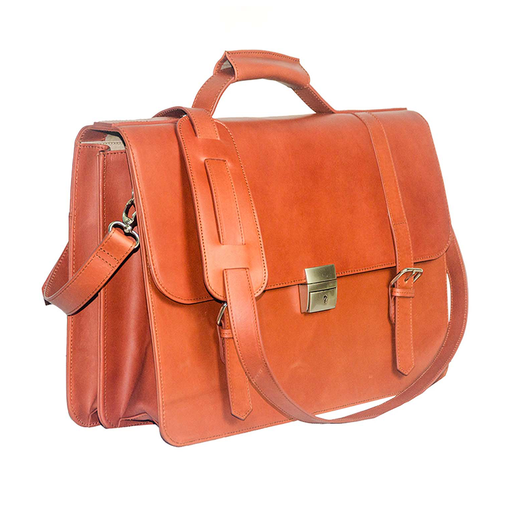 Leather Business Class Office Hand Bag for Men - Brown - TMB-9019