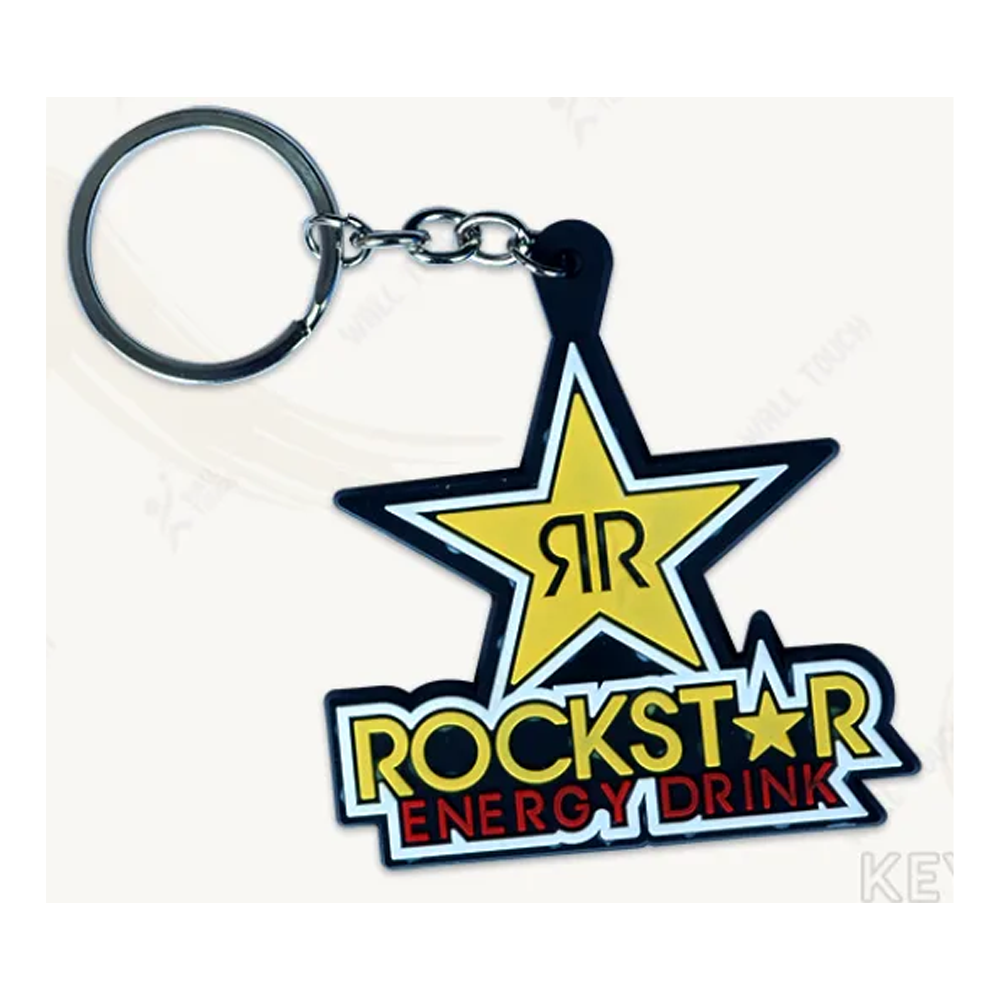 Rockstar Rubber PVC Keychain Key Ring For Bike and Car - Yellow - 335136422