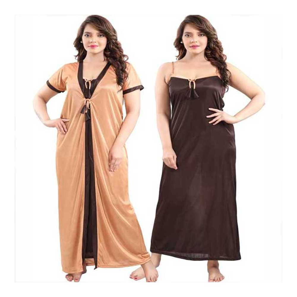 Satin nighty with online robe