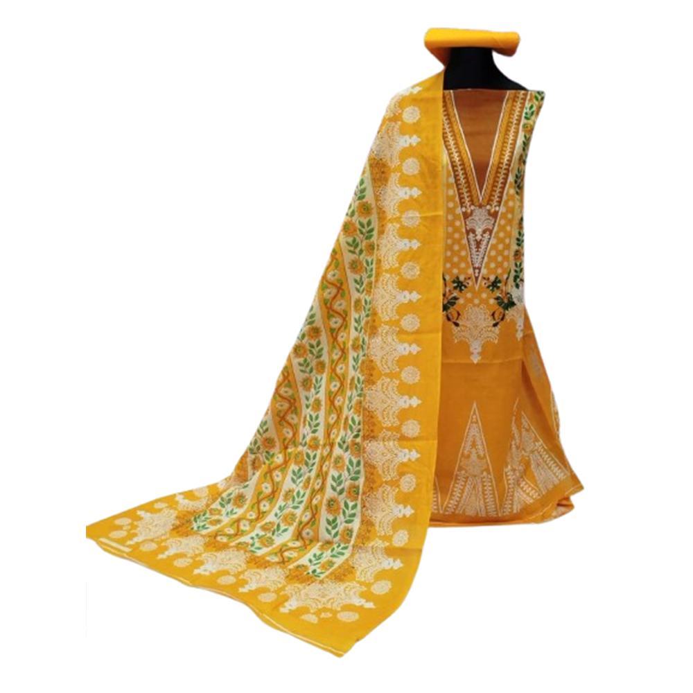 Unstitched Cotton Printed Salwar Kameez For Women - Multicolor - 3A-C10