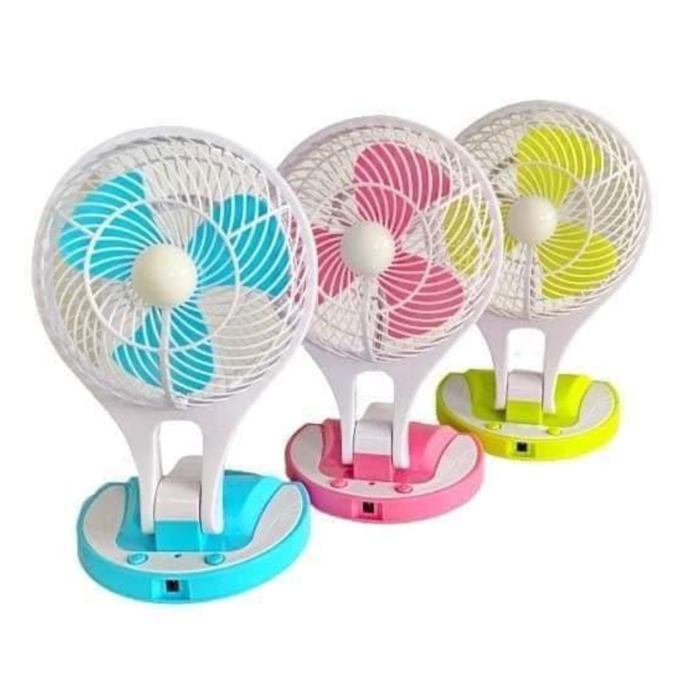 JR-5580 Rechargeable Fan With LED Light - Multicolor