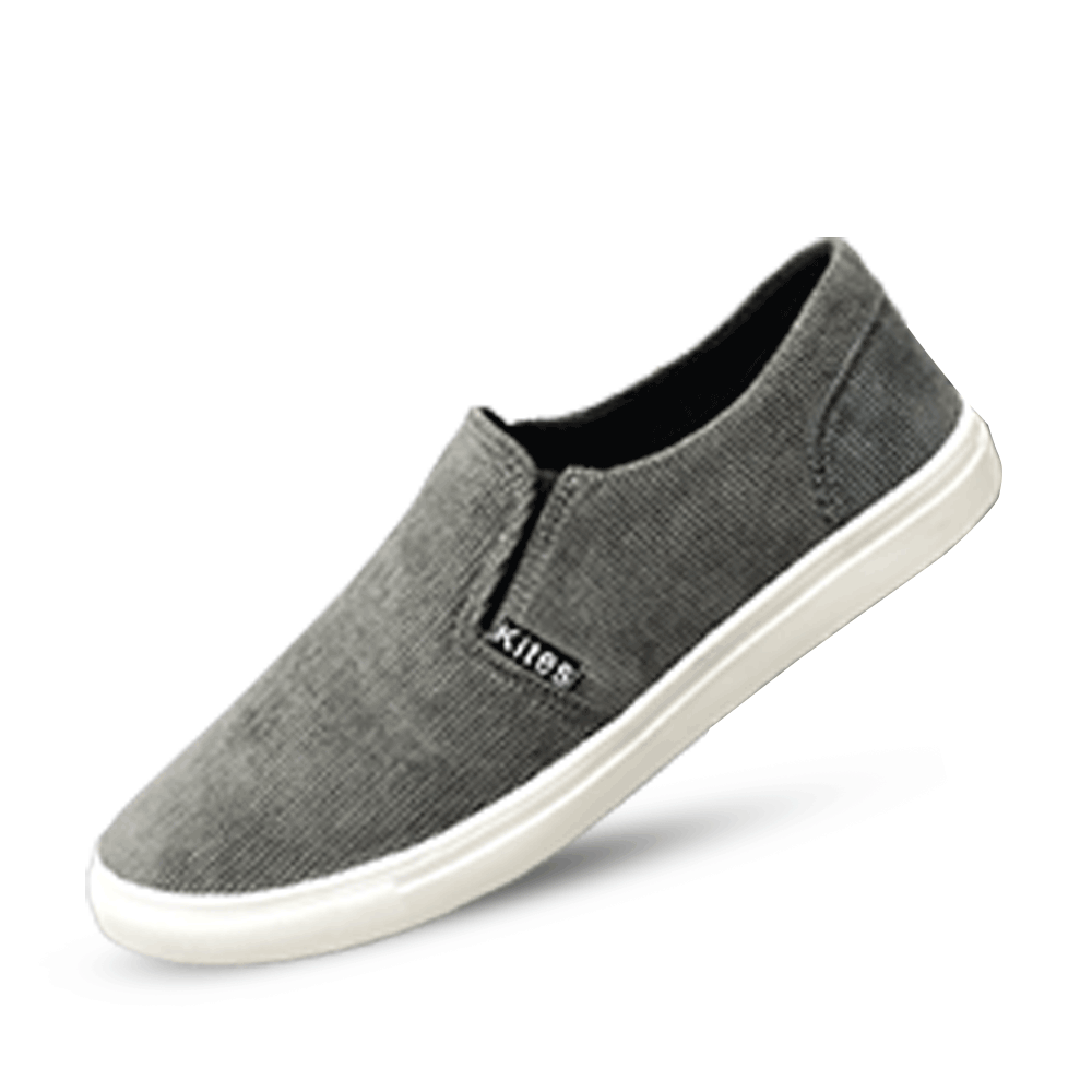 Kites Corduroy Fabric Light Casual Canvas Shoe For Men - Gray - SK1062