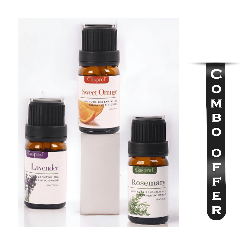 Combo of Cosprof Lavender Oil - 10ml Sweet Orange Oil - 10ml And Rosemary Essential Oil - 10ml