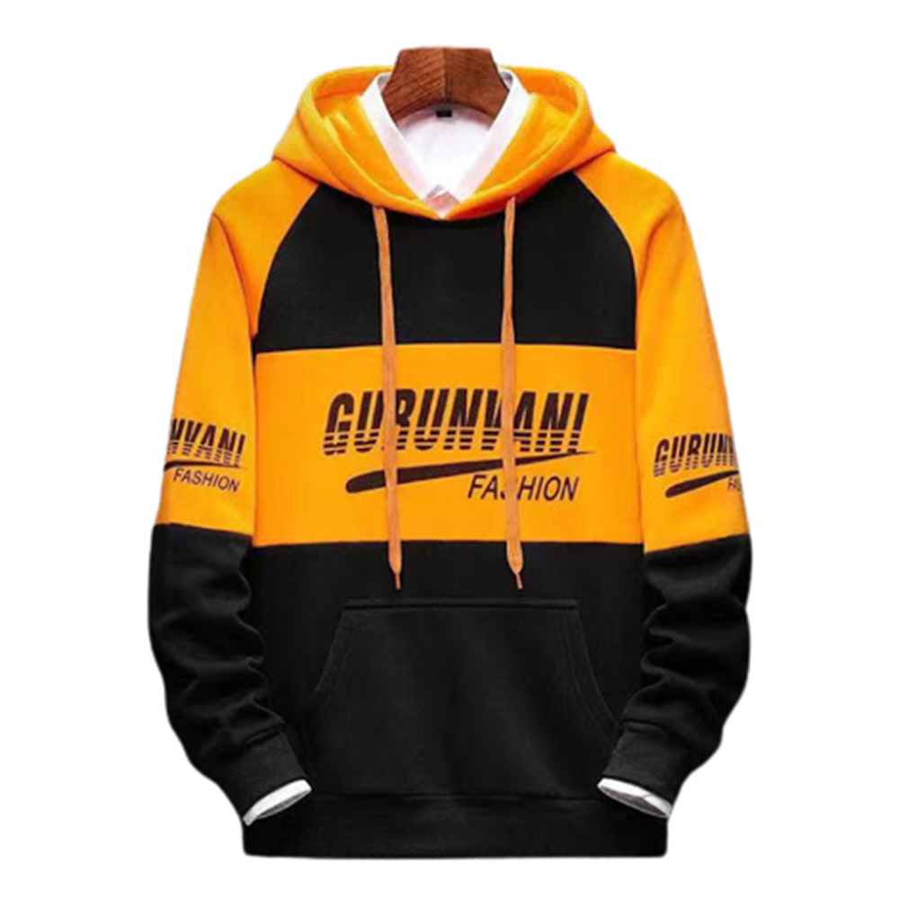 Cotton Hoodie For Men - Black and Orange - H-189