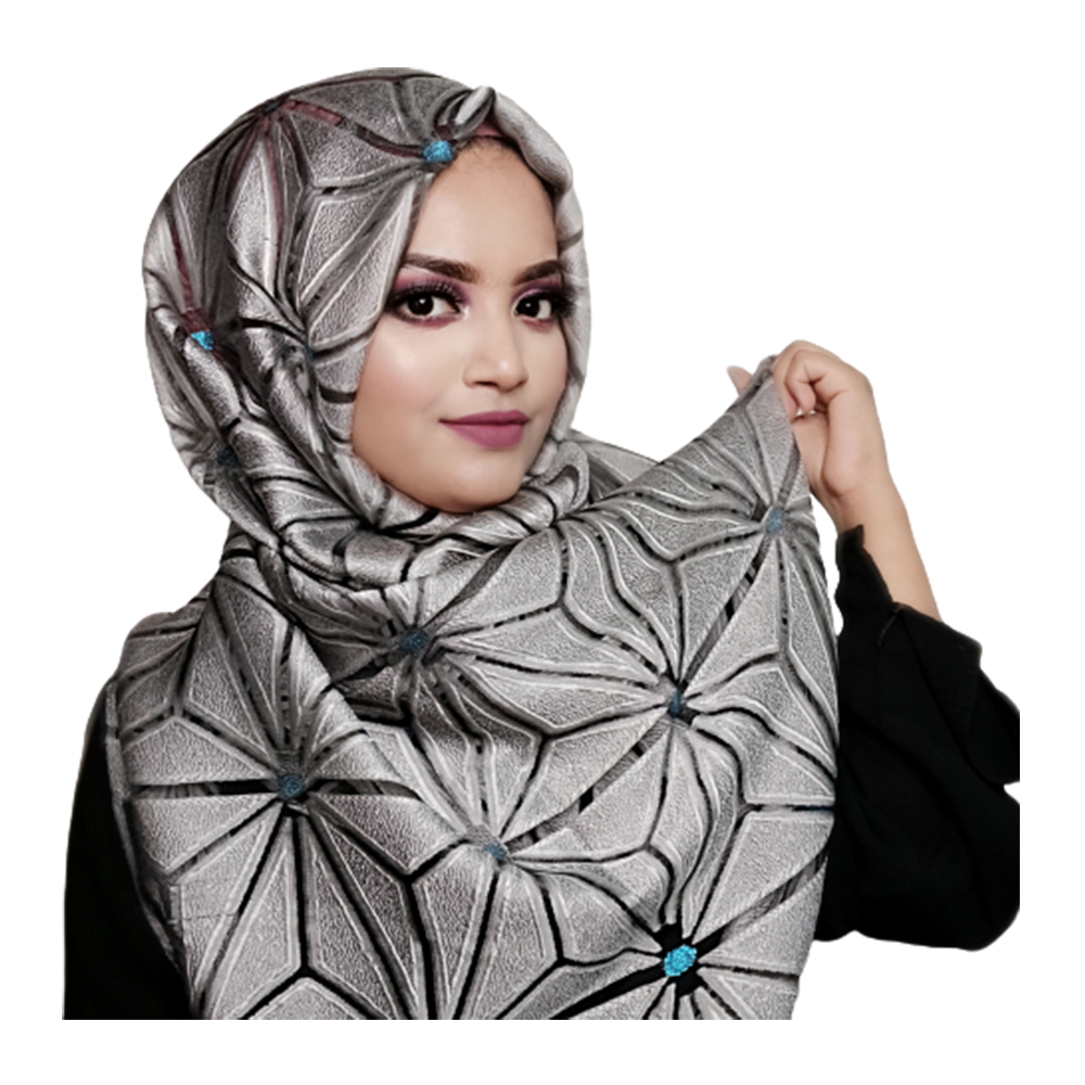 Tissue Cotton Stylish Tissue Net Hijab For Women - Silver