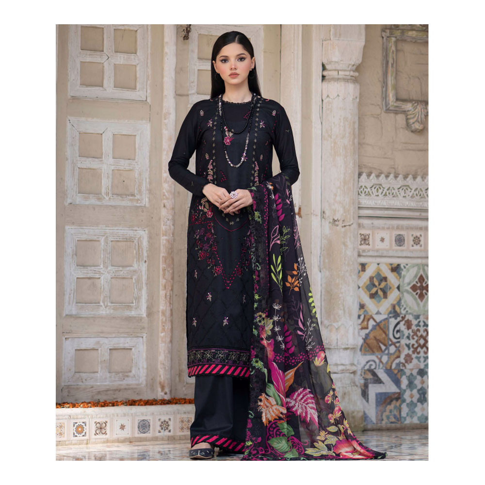 Embroidered Salwar Kameez  for Women - Black - HP-3PP-303 (1 Pc Ring Free)