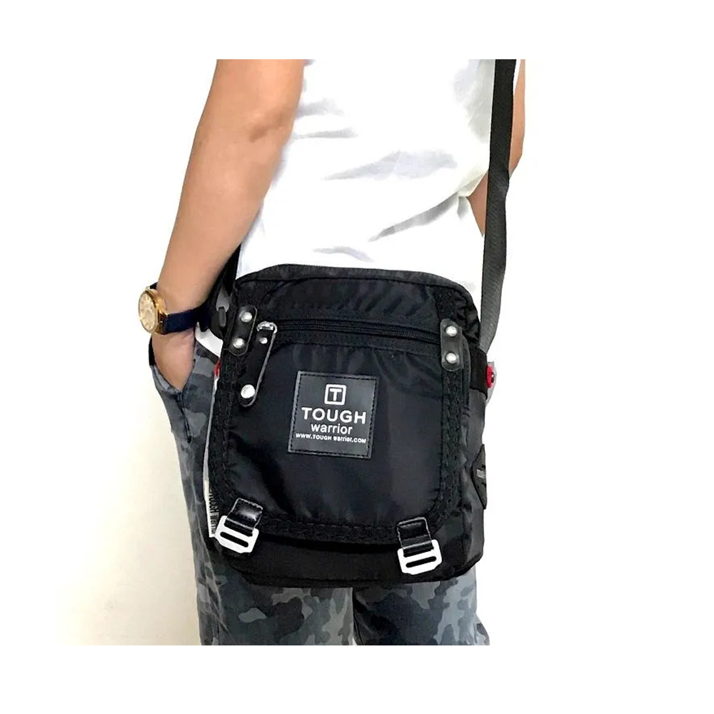 Nylon Shoulder Bag For Men - Black