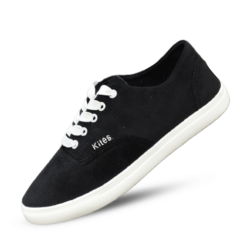 Kites Corduroy Fabric Light Casual Canvas Shoe For Men - Black - SK1051