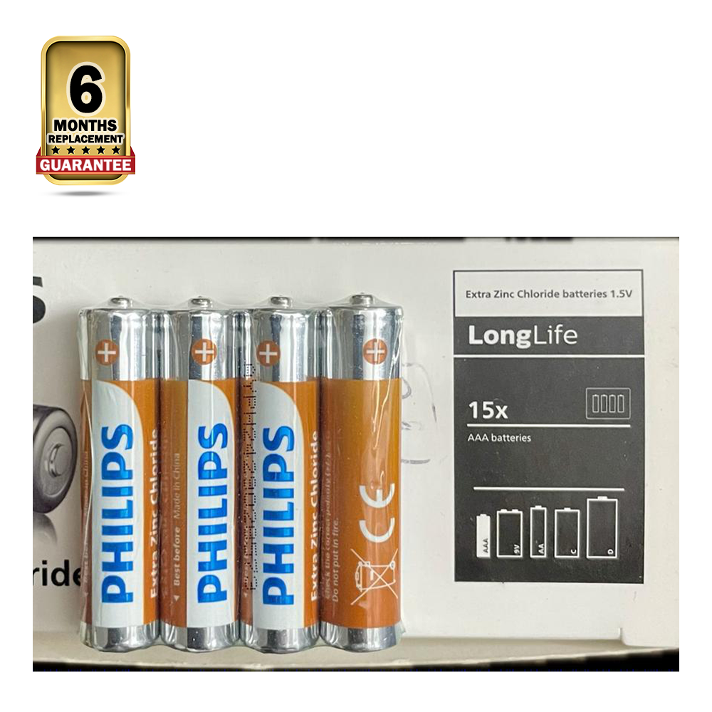 Pack Of 4Pcs Philips R6L4F-70 Extra Zinc Chloride AA Battry For Toys and Wall Clock - 2500Mah